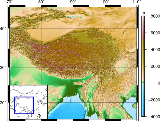 西藏地区图中图