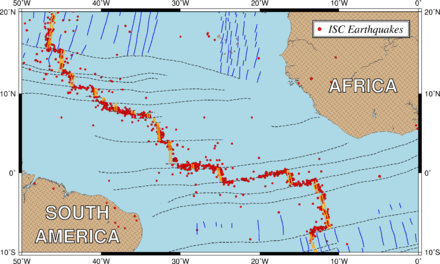 洋中脊的地震分布图